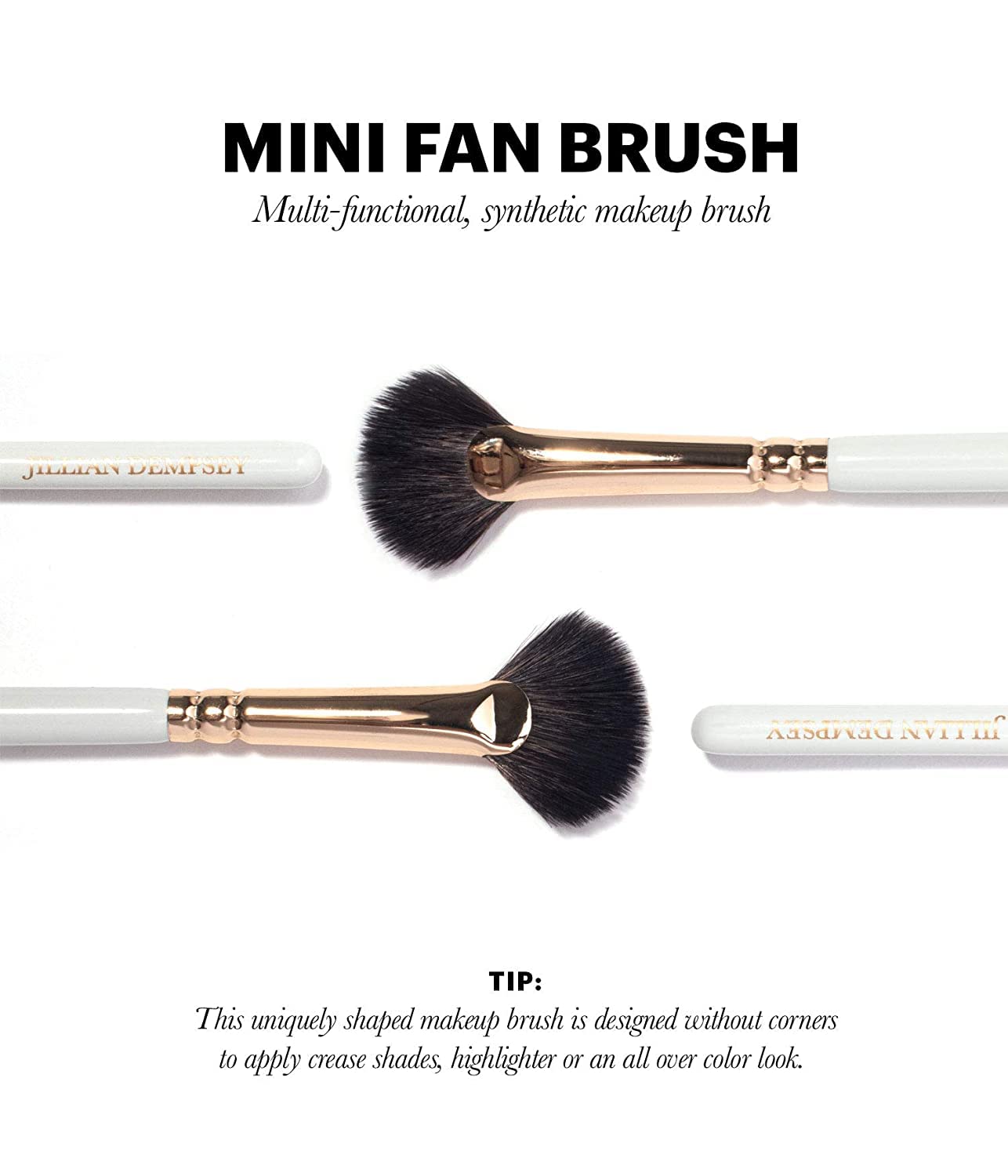 Jillian Dempsey Mini Fan Eye Makeup Brush: All in One Eyeshadow Makeup Brush: Multi-Functional Synthetic Vegan Eye Shadow Brush-GlimoraGlow