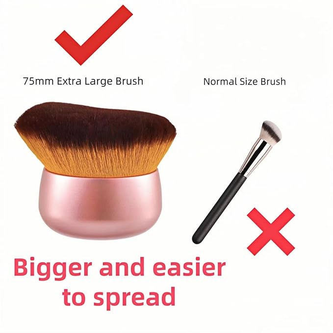 Blend & Blur 75mm Body Kabuki Brush - For Self Tanner, Body Bronzer & Foundation | Face/Back Multitool | Wet/Dry Use (Rose Gold)-GlimoraGlow