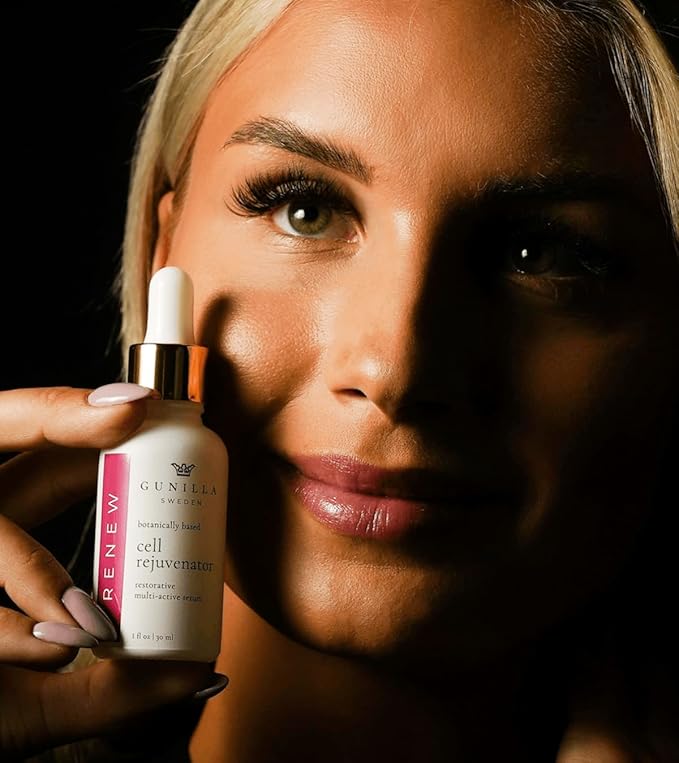 GUNILLA Cell Rejuvenator Serum | Anti-Aging Anti Wrinkle Hydrating Facial Serum for Fine Lines, Dark Spots with Organic Aloe Vera, Collagen, Elastin, Keratin, Vitamin C, Ginseng | 1 oz-GlimoraGlow