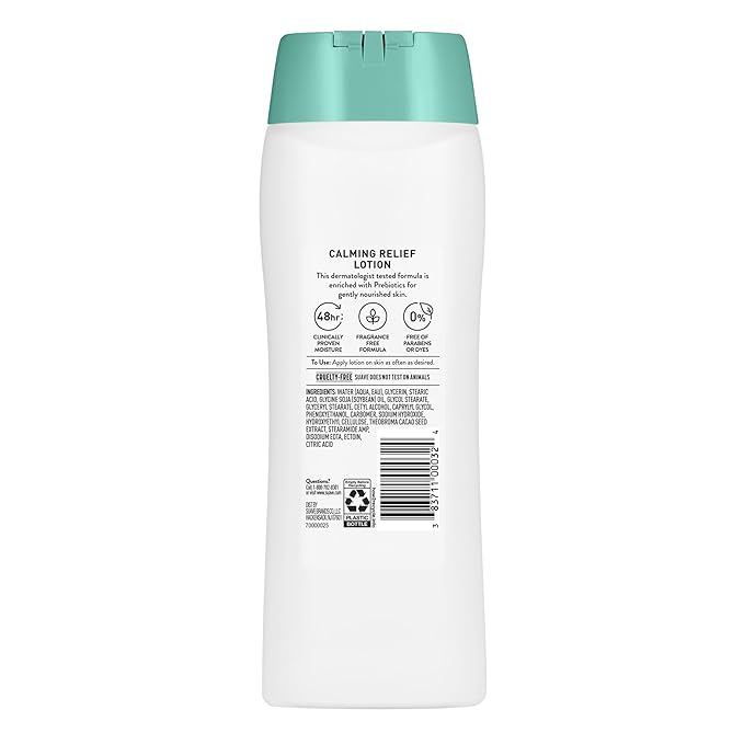 Suave Calming Relief Hand & Body Lotion for Women With Prebiotics For Sensitive Skin, Fragrance & Allergen Free, Helps Restore Skin's Moisture Barrier, 18 FL OZ, 6 Pack-GlimoraGlow