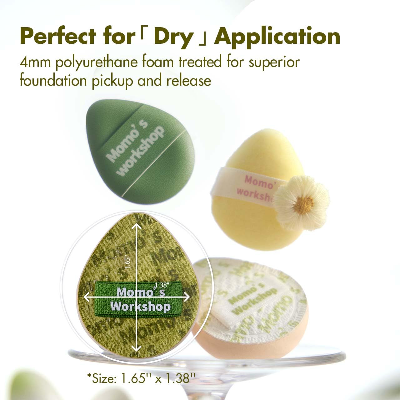 Mini Denim Makeup Sponge Set,Mini Makeup Blenders Sponge for Concealer/Blush/Highlighter, Perfect for Detail Work & Travel,4pcs Green Mini Concealer Puffs with Travel Pouch-GlimoraGlow