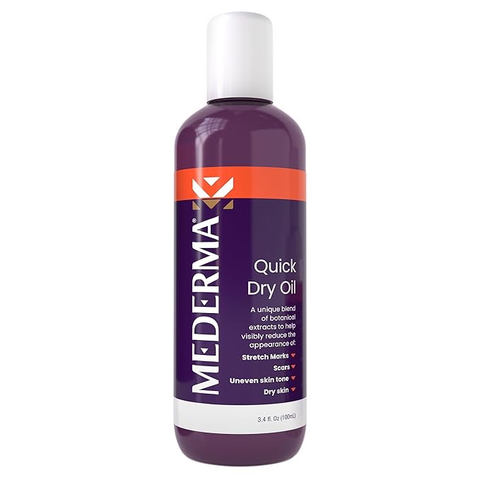 Mederma Quick Dry Oil, Scar and Stretch Mark Treatment, Helps to Improve the Appearance with Natural Botanical Extracts, Paraben Free, Fast-Absorbing, 3.4oz (100ml)-GlimoraGlow