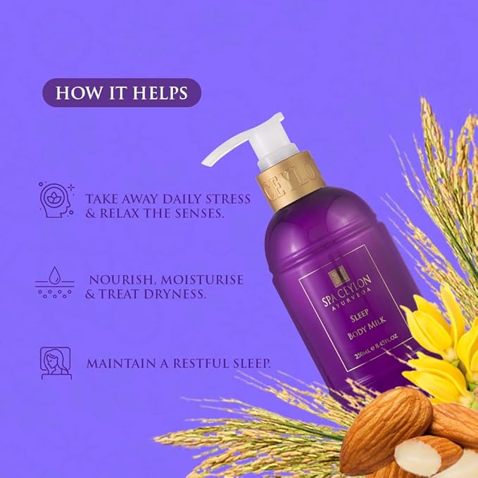 SPA CEYLON SLEEP Body Milk | Pure Lavender & Luxurious Fragrance | Nourishes & Treats Dryness | Suitable for all skin types-GlimoraGlow