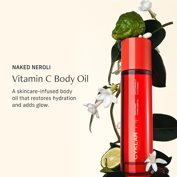 Vitamin C Body Oil for Women and Men. Moisturizing Naked Neroli Scented Body Serum for Glowing Skin. Nourishing, Hydrating After-Shower and Bath Skin Care Moisturizer, 4.2 Fl Oz-GlimoraGlow