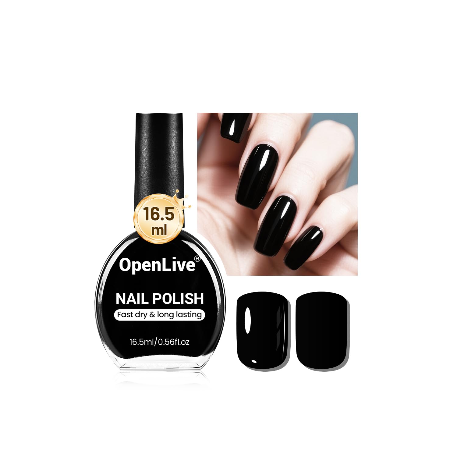 16.5ml Black Nail Polish Large Volume Quick Drying Nail Polish, Fast Drying and Long Lasting Color Nail Art DIY Home Manicure Gift for Women-GlimoraGlow
