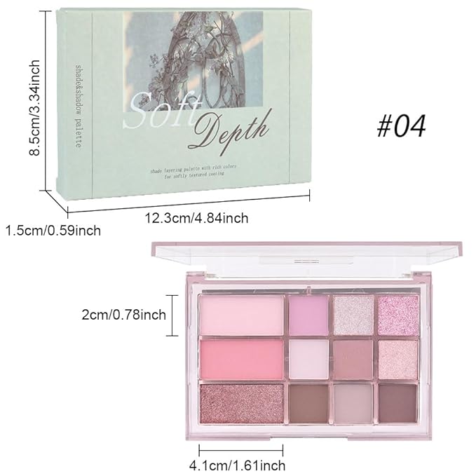 12 Colors Nude Brown Pink Matte Shimmer Eyeshadow Palette for Eye Makeup,High Pigmented Tan Purple Eye Shadow Primers Powder Palet de sombras de ojos-GlimoraGlow