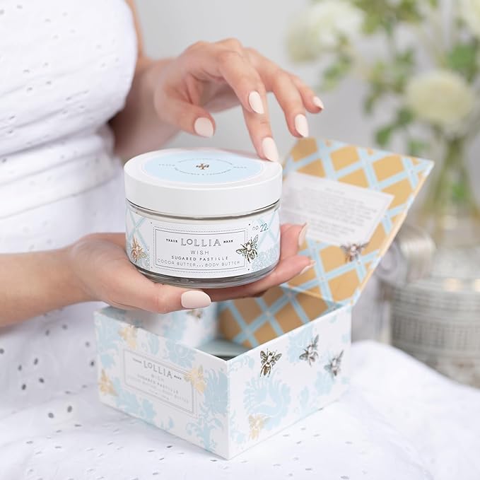 LOLLIA Wish Body Butter, 5.5 oz. - Sugared Pastille Fragrance - Shea Butter & Cocoa Butter, Body Lotion for Women, Hydrating & Smooth Body Moisturizer-GlimoraGlow