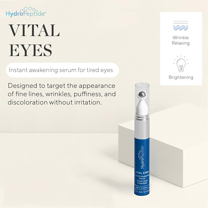 HydroPeptide Vital Eyes, Instant Awakening Serum, Cooling Rollerball, Hydrate and Brighten, 0.3 Ounce-GlimoraGlow