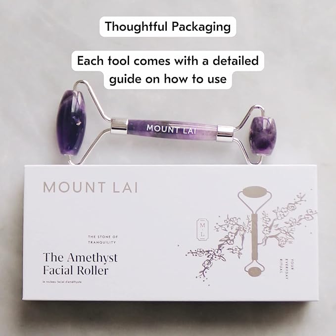 Mount Lai De-Puffing Amethyst Face Roller – The Stone of Tranquility, Facial Massager to Soothe, Calm & De-Puff Sensitive Skin, A Self-Care Ritual for Radiance-GlimoraGlow