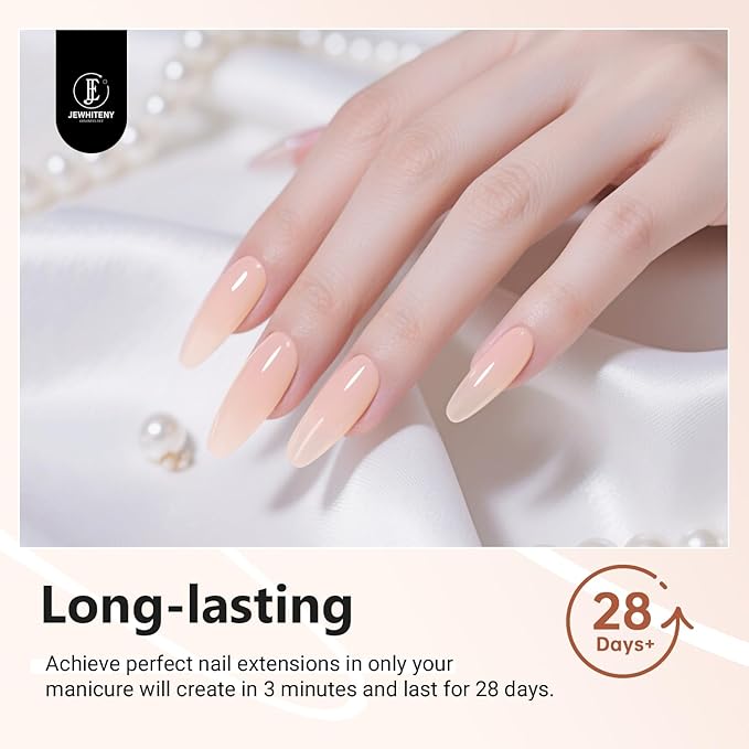 JEWHITENY Poly Extension Gel Nail Set Clear White Pink Poly Nail Gel With Slip Solution Base Coat Top Coat French Manicure for Finger Art and Home DIY Need U V Lamp Curing-GlimoraGlow