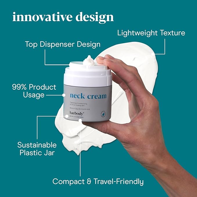 Baebody Firming Neck Cream with AHAs, CoQ10, Glycolic Acid, Green Tea for Sagging Skin, Fine Lines, Wrinkles, 1.7 Fl Oz-GlimoraGlow