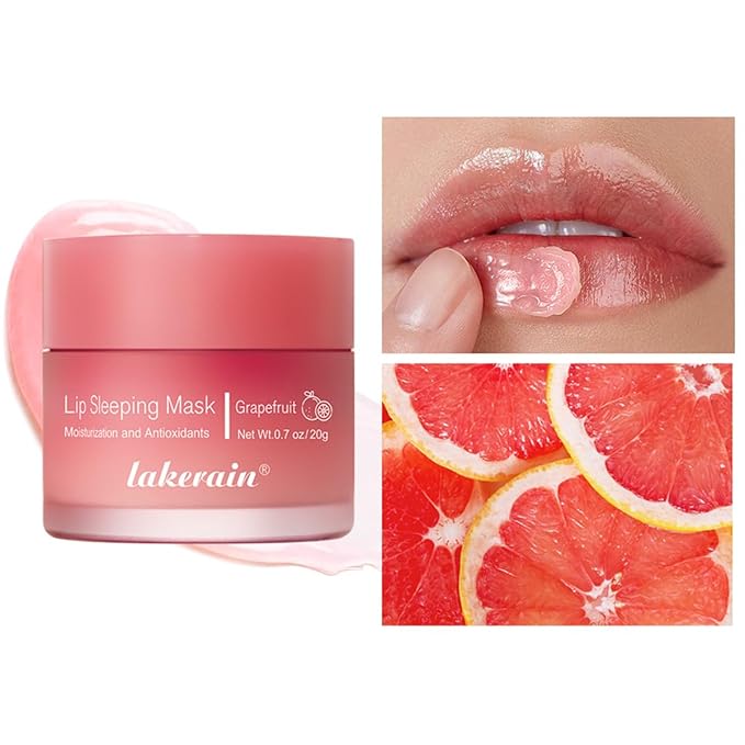 Hydrating Lip Sleeping Mask, Long Lasting Hydrating Night Lip Balms for Intensive Moisturizing and Care, Prevention Dry and Crack (GRAPEFRUIT) 0.7 OZ-GlimoraGlow
