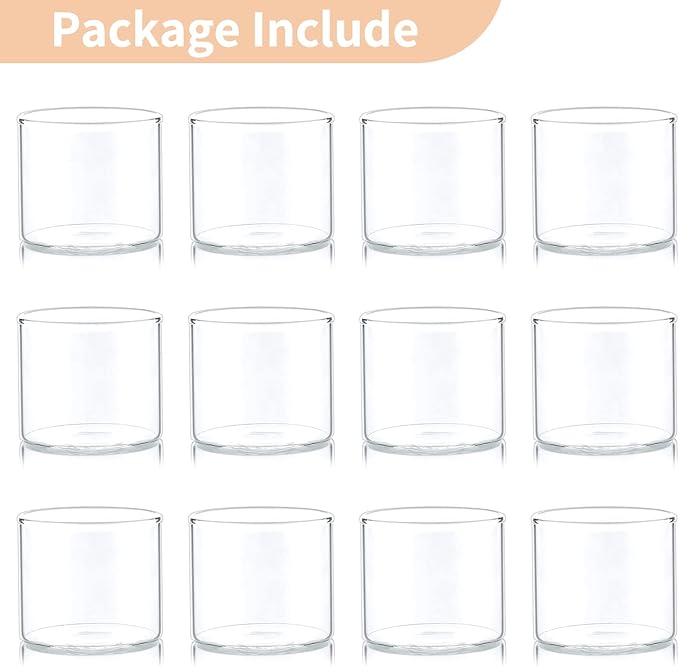 NUPTIO Clear Tealight Candle Holders: Set of 12 Glass Votive Holders - Small Floating Candleholder for Wedding Birthday Holiday Table Centerpieces Decoration (2.24 x 1.97 inch)