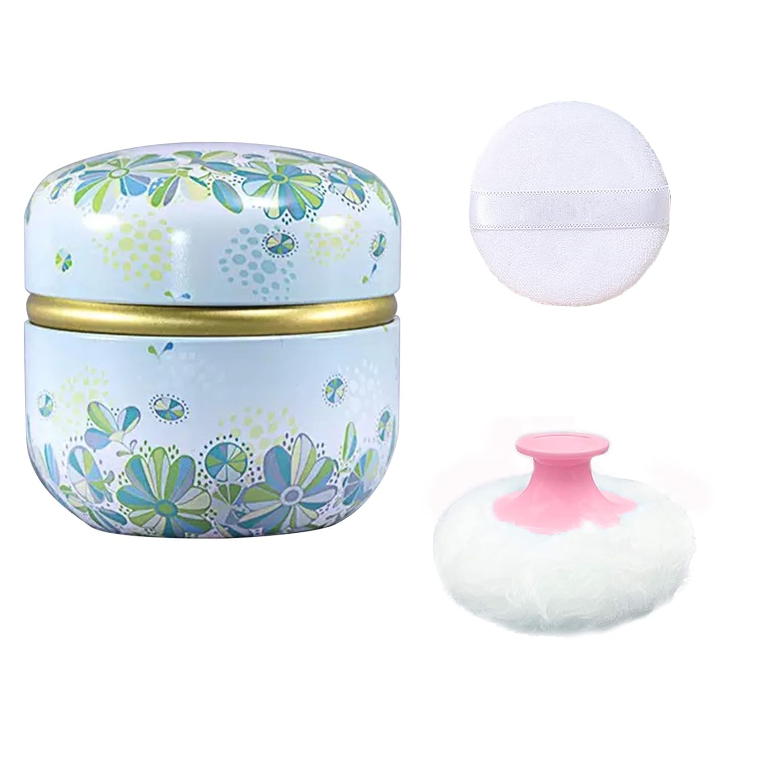 Body Powder Puff and Container for Dusting Powder, Women Powder Puff and Powder Case for Bath and Travel (Light Green)-GlimoraGlow