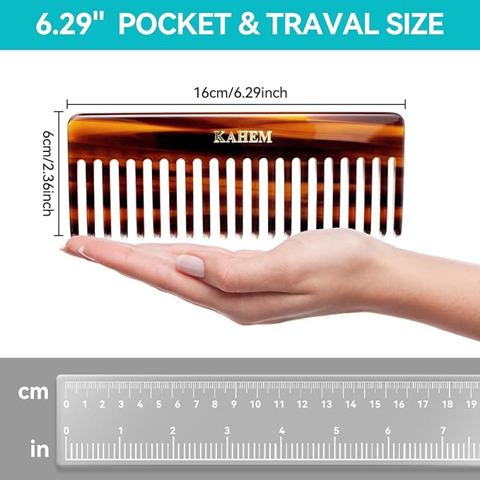 2-Piece Set Handcrafted Acetate Wide Tooth Combs - 6.29" Premium Detangler for Women, Men & Kids, Ideal for Curly, Long & Short Hair - Professional Quality for Wet/Dry Use-GlimoraGlow