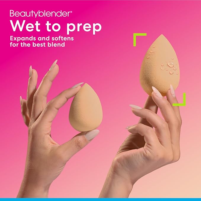 Beautyblender® | Nude Beige Beauty Blender Makeup Sponge, Super-Soft Foam Easily Blends Foundations, Powders & Creams, Made in USA, Reusable, Washable, Streak Free Application, Vegan, Cruelty Free-GlimoraGlow