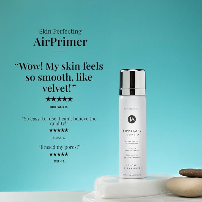 Jerome Alexander MagicMinerals Air Primer & Setting Spray Bundle – LiquidSilk Air Primer and AirFinish Setting Spray – Pore-Minimizing, Skin-Smoothing Formula for Long-Lasting, Flawless Matte Finish-GlimoraGlow