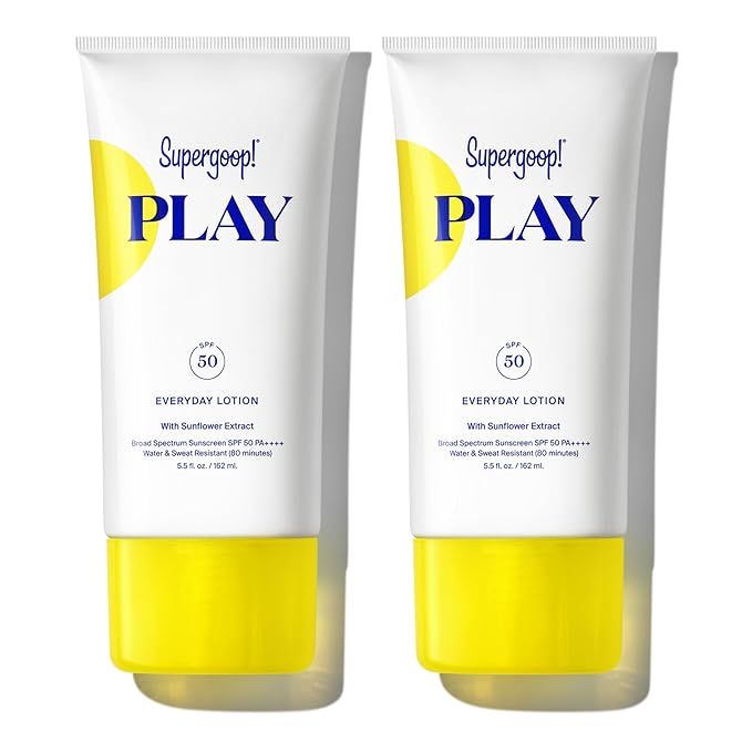 Supergoop! PLAY Everyday Lotion SPF 50 - Broad Spectrum Body & Face Sunscreen - Great for Active Days - Fast Absorbing, Water & Sweat Resistant - 5.5 fl oz - 2 Pack-GlimoraGlow