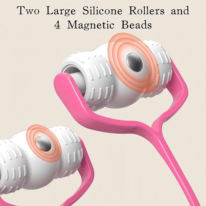 V-Shaped Face Roller Massager with 4 Magnetic Beads, Facial Lifting Tool Neck and Skin Tightening Beauty Massager-GlimoraGlow