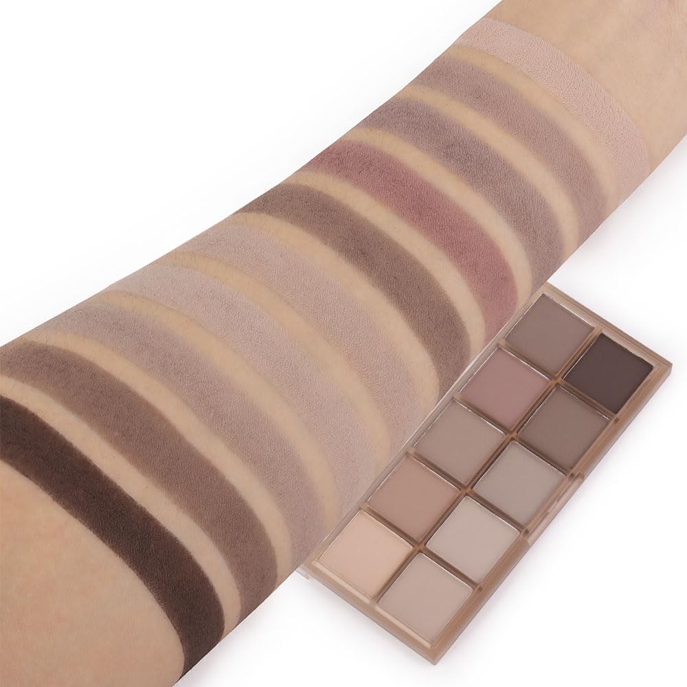 10 Colors Nude Gray Taupe Matte Eyeshadow Palette,Neutral Nude Eye Shadow Palette,Long Lasting Waterproof Travel Size Makeup Pallete,Vegan,Cruelty -free-GlimoraGlow