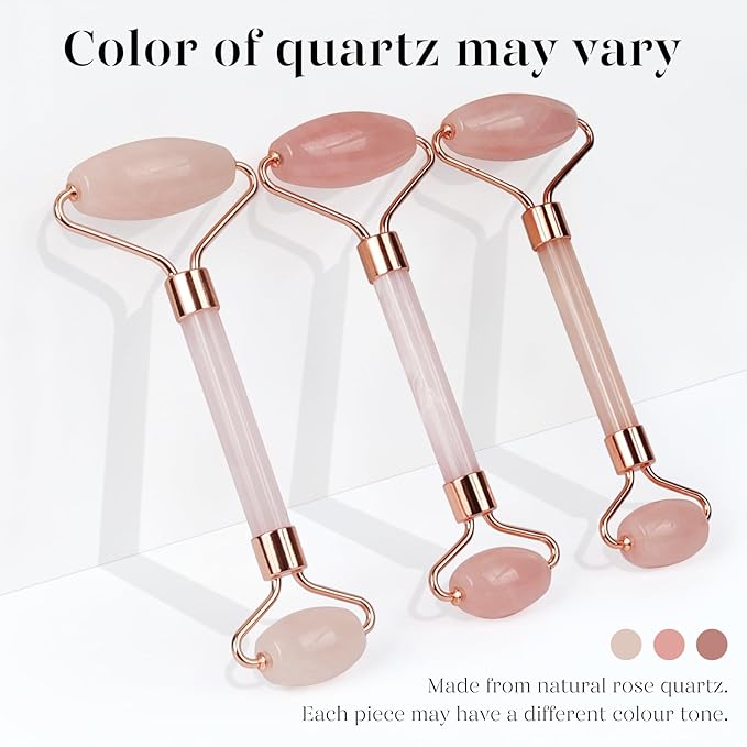 BAIMEI IcyMe Jade Roller & Gua Sha, Face Roller Redness Reducing Skin Care Tools, Self Care Pink Gift for Men Women, Massager for Face, Eyes, Neck, Relieve Fine Lines and Wrinkles - Rose Quartz-GlimoraGlow