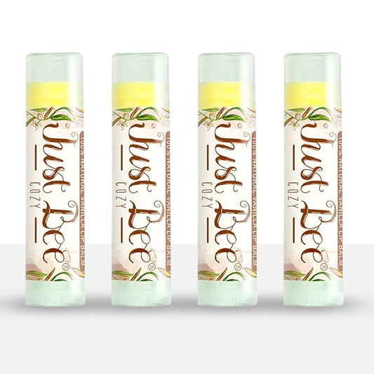 100% Natural Beeswax Lip Balm with Organic Oils (Cozy Vanilla, 4 pack)-GlimoraGlow