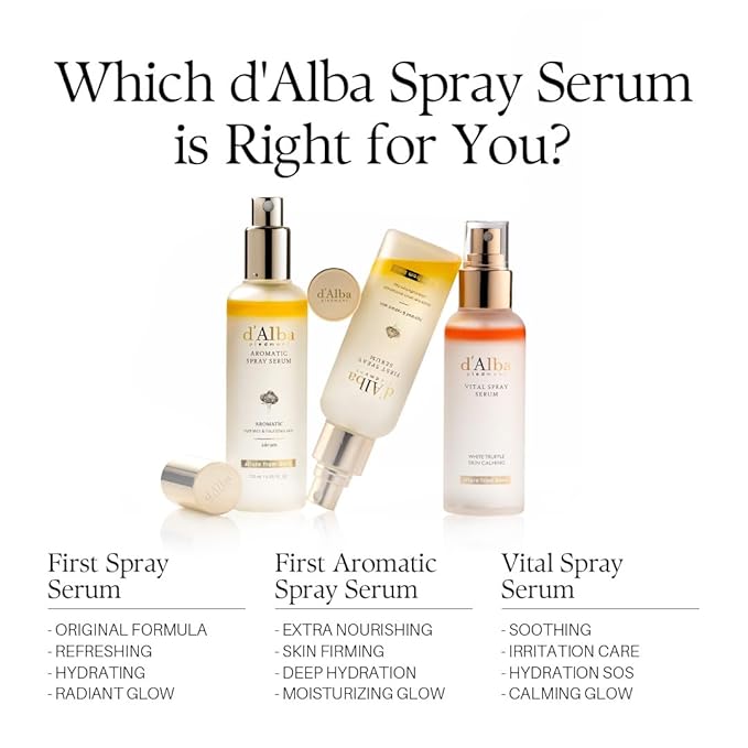 d'alba Piedmont Italian White Truffle Vital Spray Serum, Vegan Skin Care, Calming and Hydrating Facial Mist for Red and Sensitive Skin, Glow Serum, Surfactant Free, All in One, Korean Skin Care-GlimoraGlow