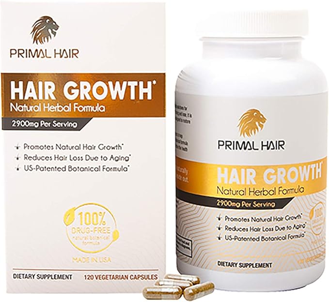 100% Natural Growth Treatment, Reduces Hair Loss, US Patented Formula Proven Effective for Men & Women, 100% Vegan Ingredients, Non-GMO, 30-Day Supply-GlimoraGlow