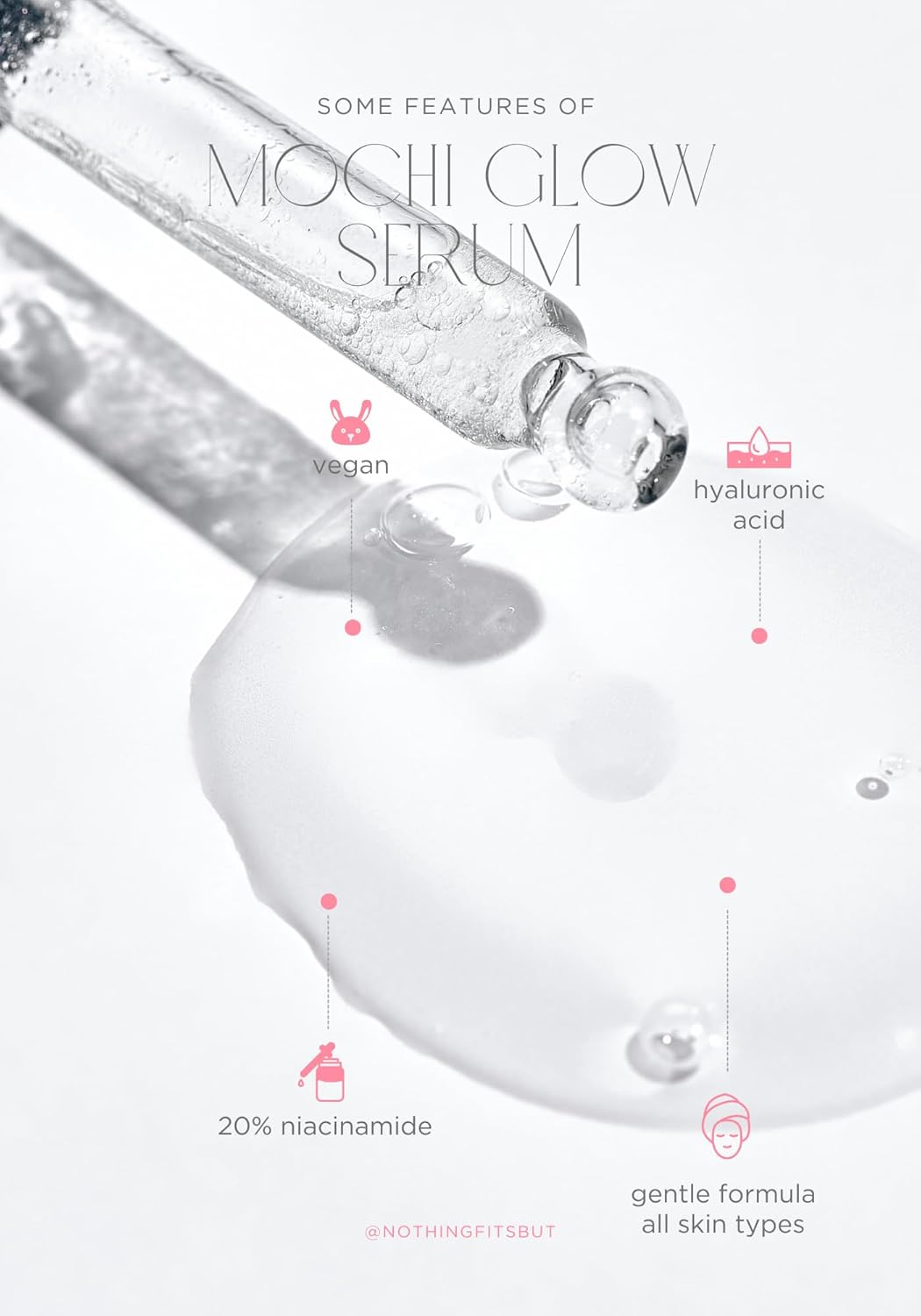 NOTHING FITS BUT Mochi Glow 20% Niacinamide Serum for Face, Pore Tightening & Brightening Skin Serum with Hyaluronic Acid & Glutathione for Dark Spots & Fine Lines, Korean Skincare (50ml/1.7fl.oz.)-GlimoraGlow