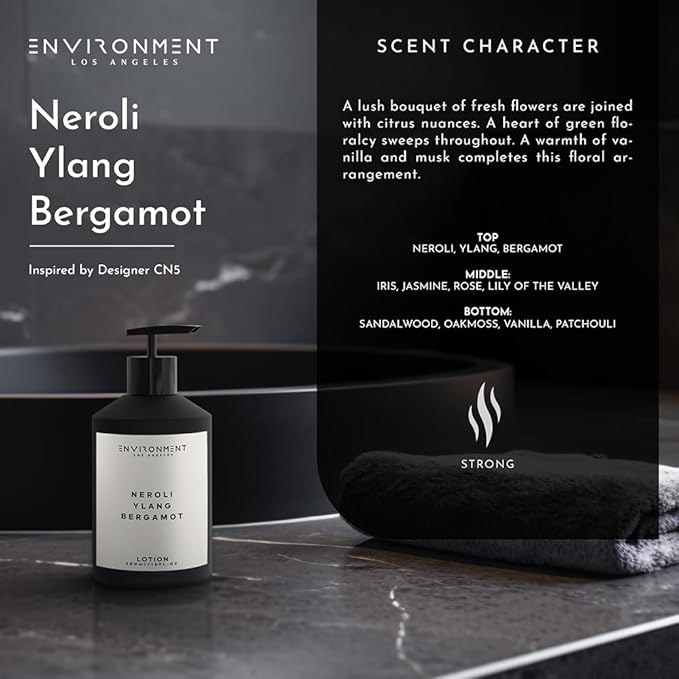 ENVIRONMENT Inspired by Designer Perfume CN5 Lotion, 300ml Luxury Scented Lotion (Neroli | Ylang | Bergamot) Bathroom Luxury, Men & Women High-End Body Lotion, Hand Cream, Dry Skin Treatment-GlimoraGlow