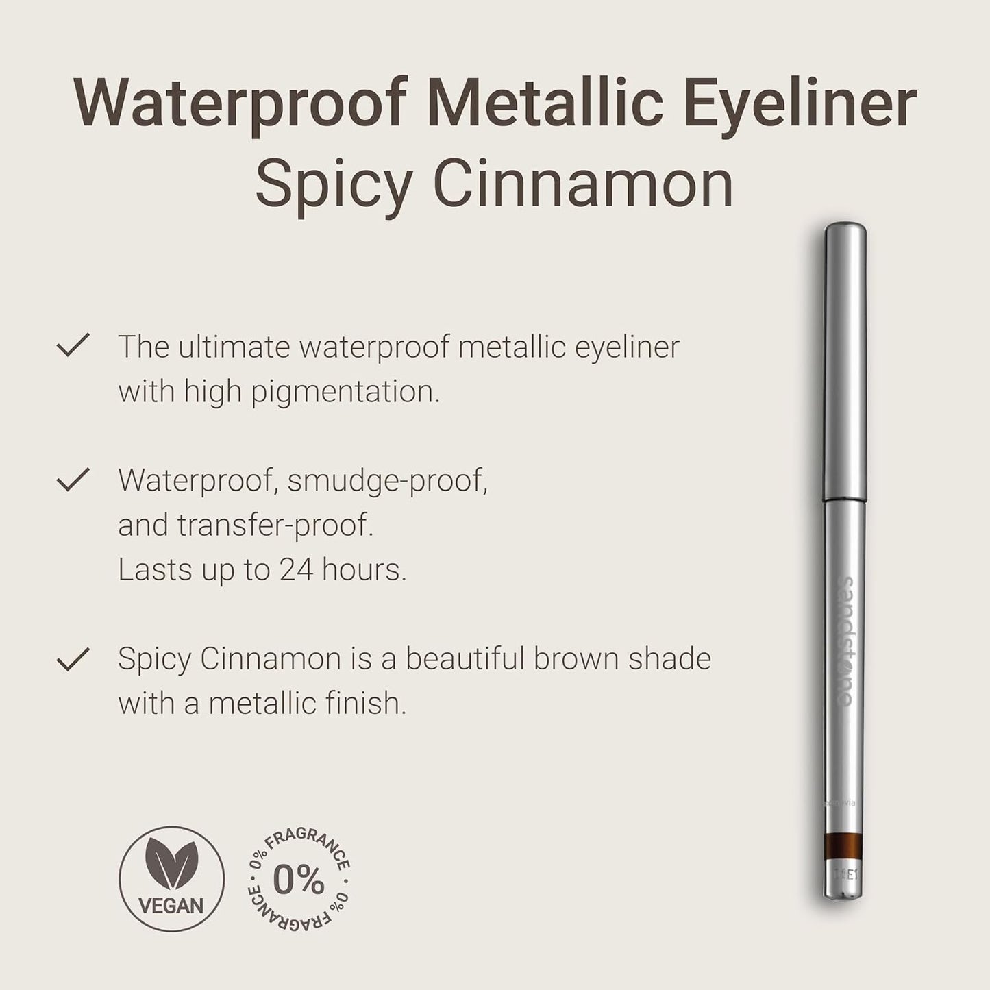 Hypoallergenic Waterproof Eyeliner - Fragrance Free Metallic Eye liner - Vegan and Cruelty Free Eye Pencil - Eyeliner Pencil for Sensitive Eyes (Spicy Cinnamon)-GlimoraGlow
