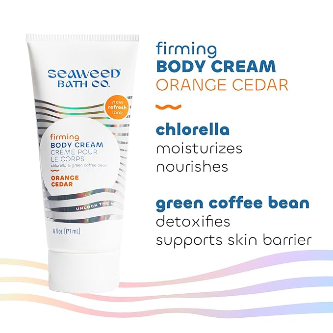 Seaweed Bath Co. Firming Body Cream, Orange Cedar Scent, 6 Ounce, Skin Toning Hand & Body Lotion Moisturizer for Dry Skin, with Sustainably Harvested Seaweed, Chlorella, Green Coffee Bean-GlimoraGlow
