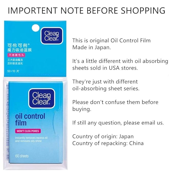 Oil Control Film, Oil Blotting Paper the Same Series with Clean & Clear Oil Absorbing Facial Sheets, 60 sheets Makeup Friendly High-performance Handy Face Blotting Paper for Oily Skin-GlimoraGlow