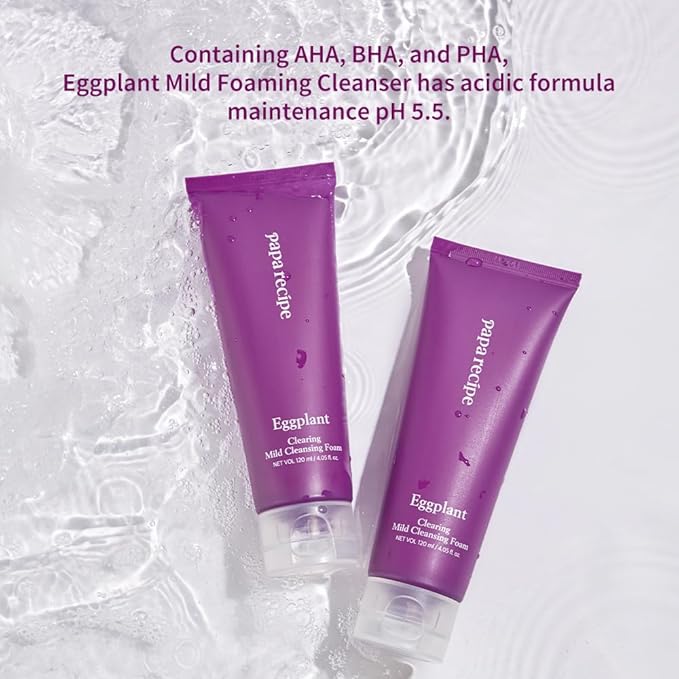 Papa Recipe Eggplant Moisturizing Cleansing Foam for Sensitive, Dehydrated, and Acne-Prone Skin-GlimoraGlow
