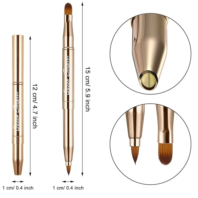 Retractable Eyebrow Eyelash Lip Brush Makeup Brush Double-Sided Soft With Cap Concealer Eyeliner For Travel Cosmetic Brushes, gold color-GlimoraGlow