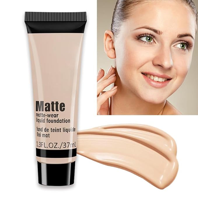 1 Pack Matte Oil Free Concealer Foundation Cream,Professional Make-up Base Facial Matte Full Coverage Liquid Concealer Hide Foundation Primer Makeup Repair Kit.(BEIGE 5#)-GlimoraGlow