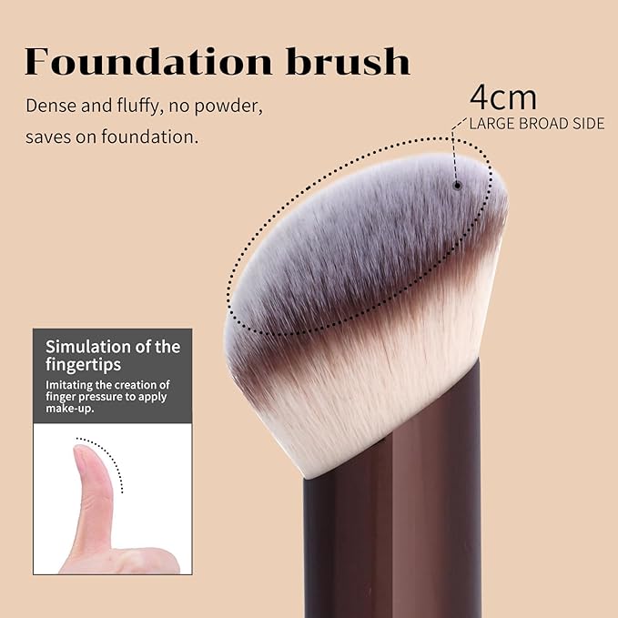 MAANGE 7pcs Makeup Brush Set Double Sided Kabuki Makeup Brushes Contour Brush for Foundation Liquid Powder Concealer Cream Cosmetics Bronzer Blending Blush Buffing Makeup Tools (Coffee)-GlimoraGlow