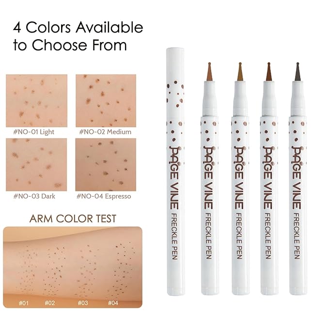 2 Pack Freckle Pen,Liquid Face Fake Freckles Makeup Pen to Create Natural Freckle Makeup and Freck beauty,Fake Freckles Waterproof for Lifelike Sunkissed Makeup,Mole Pen (01Light+02Medium)-GlimoraGlow