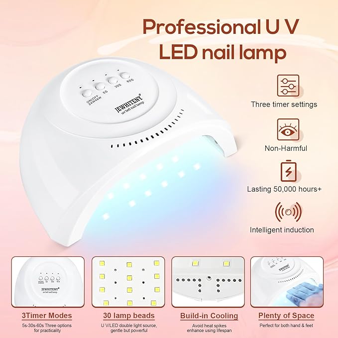 JEWHITENY Poly Extension Gel Kit With 48W LED Nail Lamp 14 Colors Builder Extension Gel All-in-One French Kit Nail Art Design Beginner Kit-GlimoraGlow