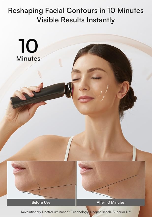 INIA Micro-Current Facial Device, 3-in-1 Facial Massager Red Light Therapy for Face and Neck True Beauty Glow Device Effective for Wrinkle and Puffiness-GlimoraGlow