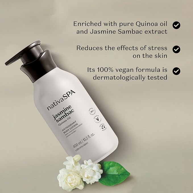 Nativa SPA by O Boticario Jasmin Sambac Anti-Stress Body Lotion, Fragranced Moisturizer Enriched with Purified Quinoa Drops to Boost Hydration, 13.5 Ounce (400ml)-GlimoraGlow
