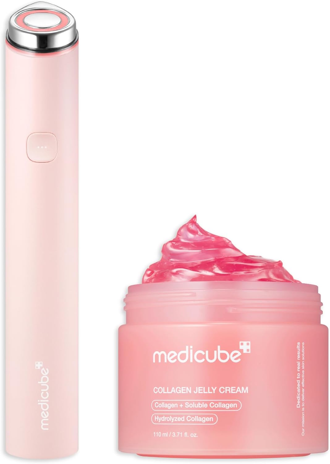medicube Plump and Radiant Pink Duo: Mini Booster Pro Pink and Collagen Jelly Cream, 3.71 fl.oz. (110ml)-GlimoraGlow