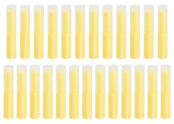 0.14oz Empty Flavored Lip Balm Container Tubes Plastic Homemade Moisturizing Lip Stick with Caps Bulk Fit for Women Adult DIY Making Supplies, 25 Count (Yellow)-GlimoraGlow
