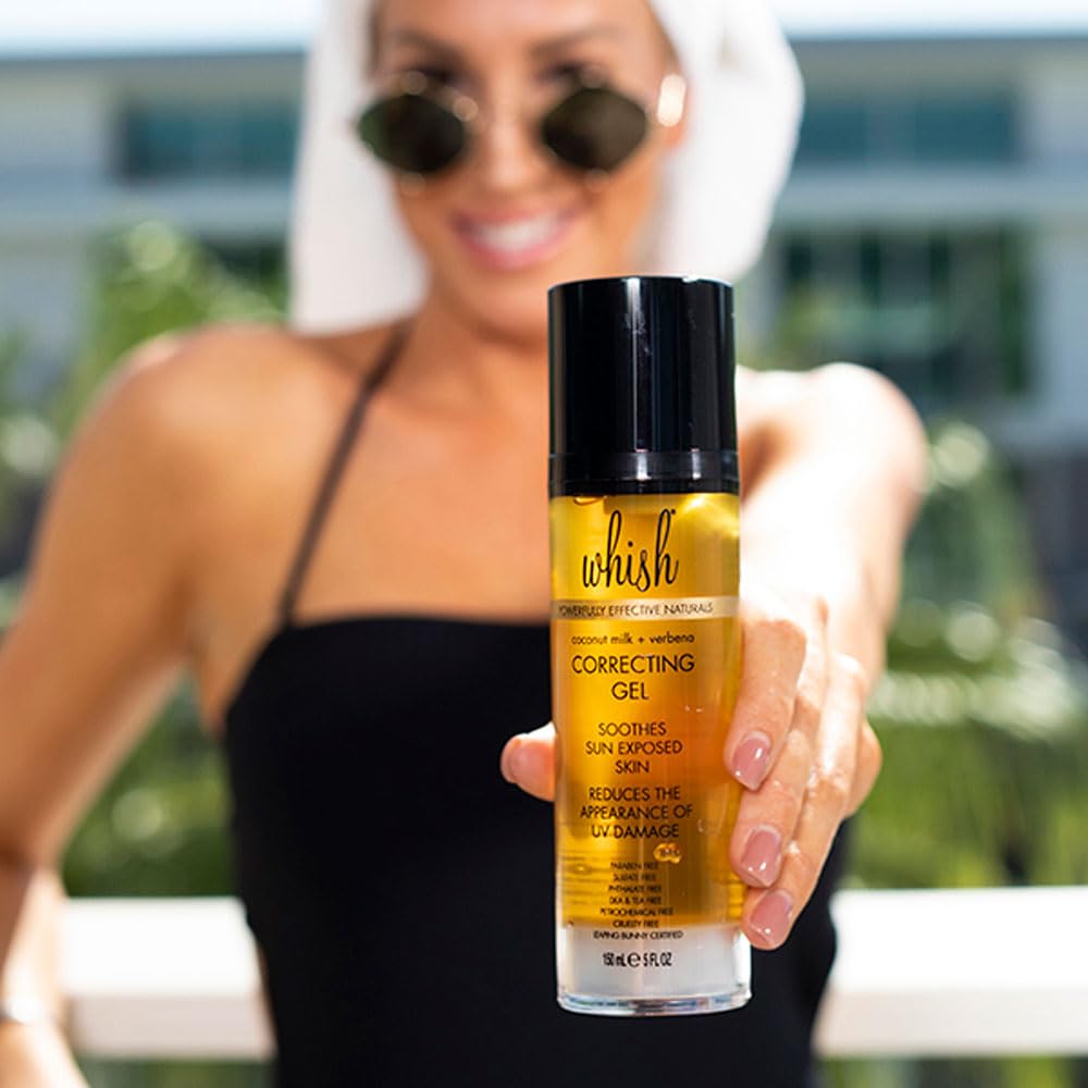 Whish Coconut Milk + Verbena Correcting Gel - Soothes sun exposed skin, reduces the appearance of UV damage, Moisturizes & Corrects with Organic Aloe & Manuka Honey-GlimoraGlow