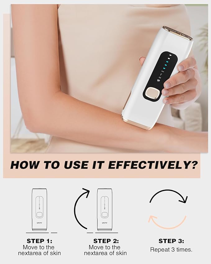 IPL Laser Hair Removal Device for Women Men at Home, Upgraded to 999,900 Flashes Permanent for Facial Legs Arms Bikini Line Whole Body Treatment (White Gold)-GlimoraGlow