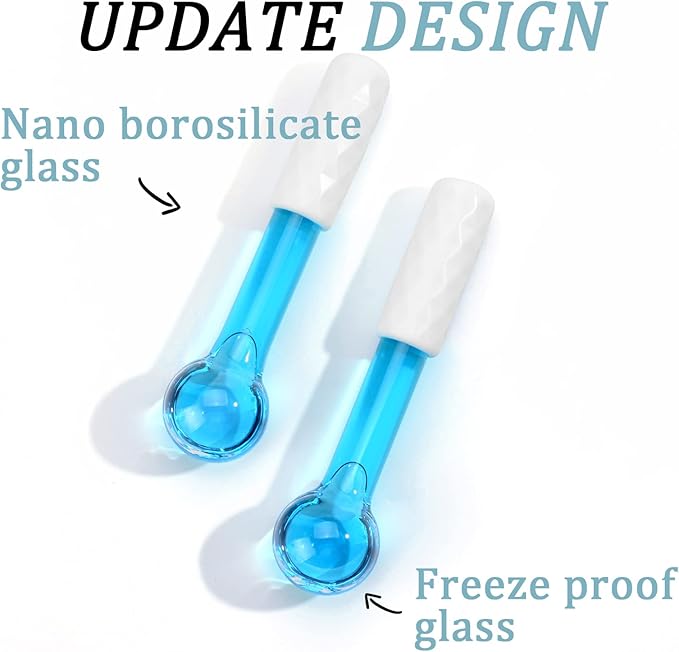 ICE GLOBES SMALL BALLS for Eyes, 2 PCS Blue Facial Globes for Massage Tool, Facial Roller Cold Skin Massagers, Tighten Skin, Reduce Puffiness and Dark Circles, Enhance Circulation-GlimoraGlow