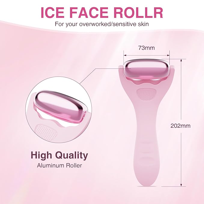 Facial Ice Roller for Skin Care - Aluminum Face Roller to De-Puff, Soothe & Tighten Pores - Cold Therapy Massage Tool for Radiant Glow-GlimoraGlow