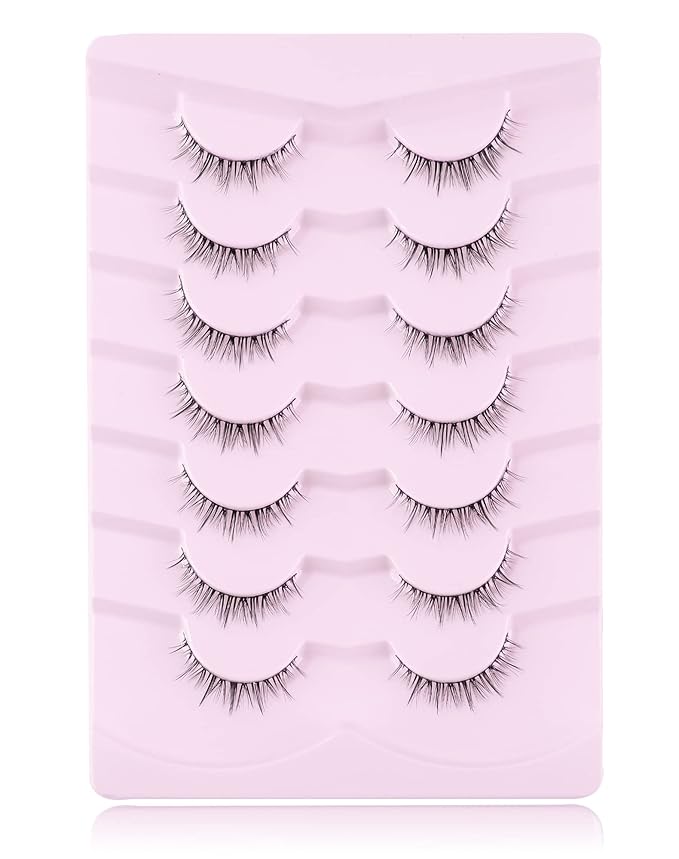 Onlyall Natural Lashes Short Eyelashes Wispy Lashes Natural Look Soft False Eyelashes False Eye Lashes Faux Mink Eyelashes 7 Pairs D2-GlimoraGlow