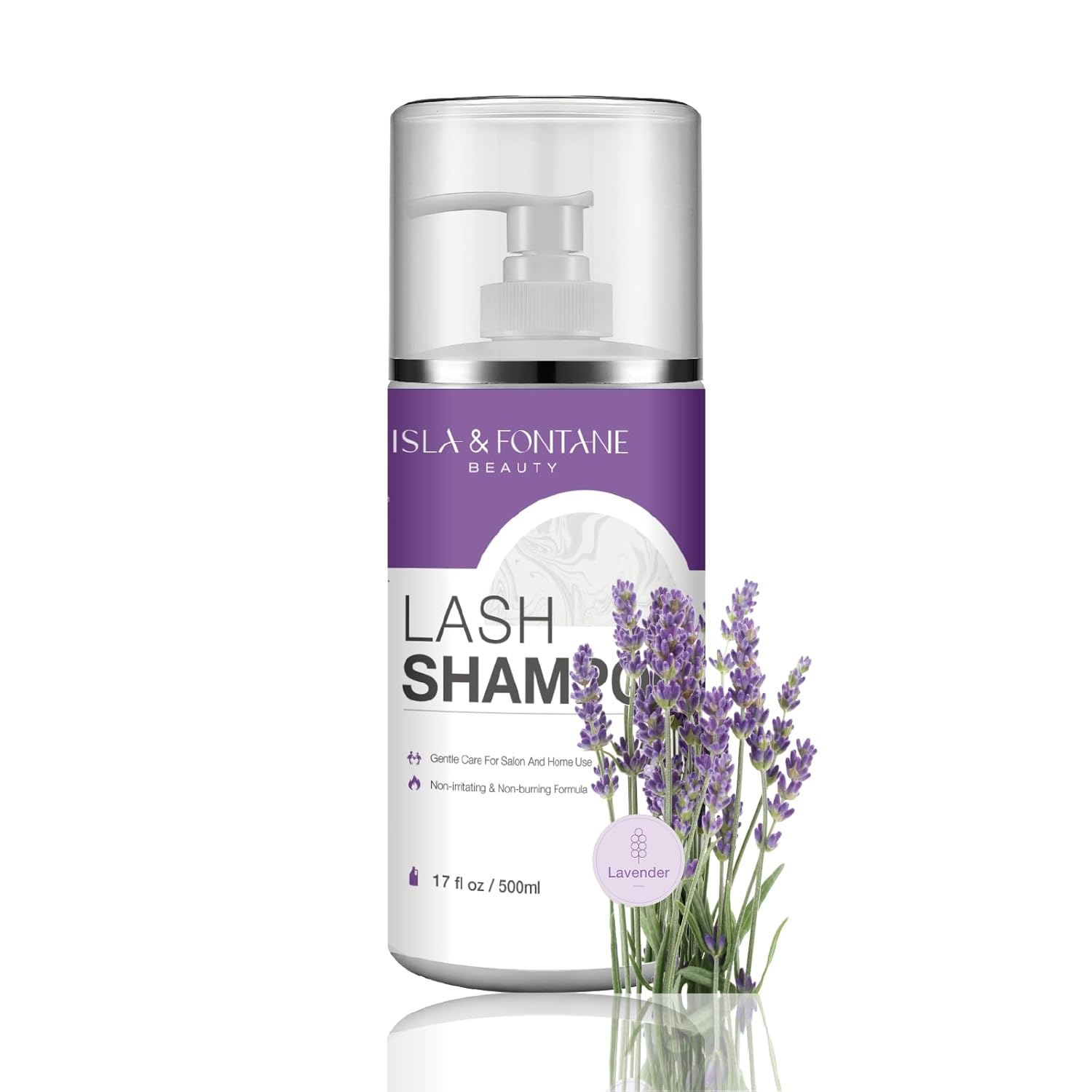 ISLA & FONTANE Lash Shampoo Bulk – Multi-Scent Series – 17 fl oz / 500ml | Gentle Eyelash Cleanser for Lash Extensions | Non-Irritating | Professional Lash Bath Foam For Salon And Home Use (Lavender)-GlimoraGlow