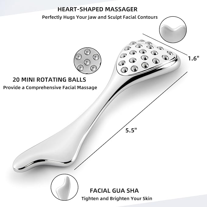 Stainless Steel Gua Sha & Face Roller, 3-in-1 Dolphin Facial Roller for Esthetician Supplies Women Gift, Skin Care Tool for Puffiness, Wrinkles, Dark Circles (1 Pc)-GlimoraGlow
